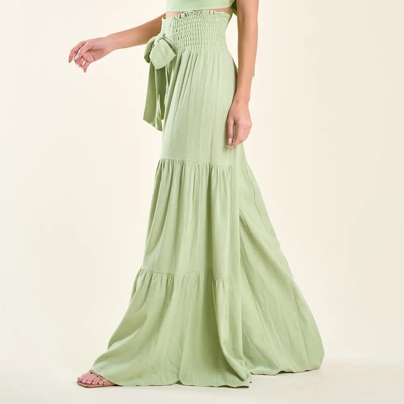 NEW!! Kiwi Boho Wide Leg Linen Palazzo Pants With Waist Sash - Picture 3 of 5